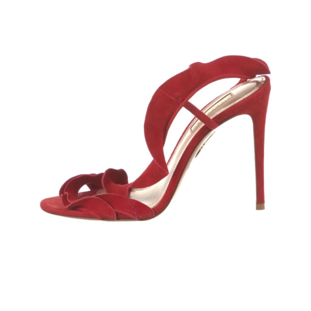 Aquazzura Red Suede Slingback Sandals Size 37/US 7